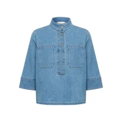 My Essential Wardrobe Lara Blouse Medium Blue Wash^Dame Overdele