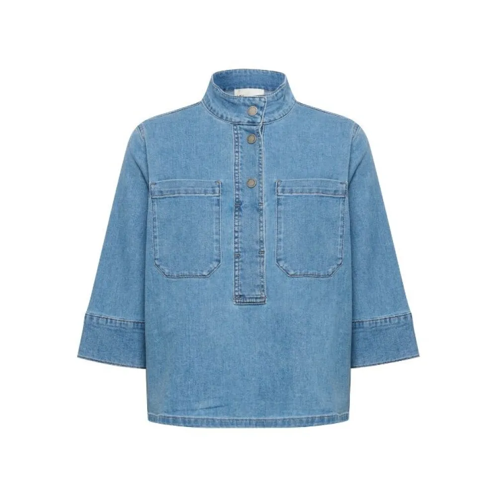 My Essential Wardrobe Lara Blouse Medium Blue Wash^Dame Overdele