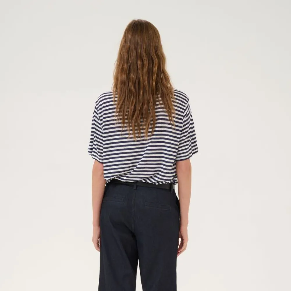 My Essential Wardrobe Lisa Striped Tee Dark Sapphire Blue Stripe^Dame Overdele