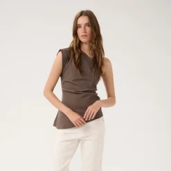 My Essential Wardrobe Sora Off Shoulder Top Major Brown^Dame Overdele