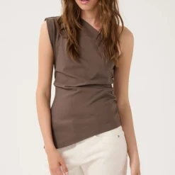 My Essential Wardrobe Sora Off Shoulder Top Major Brown^Dame Overdele