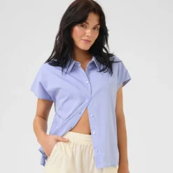 My Essential Wardrobe Stino Boxy Shirt Vista Blue^Dame Overdele