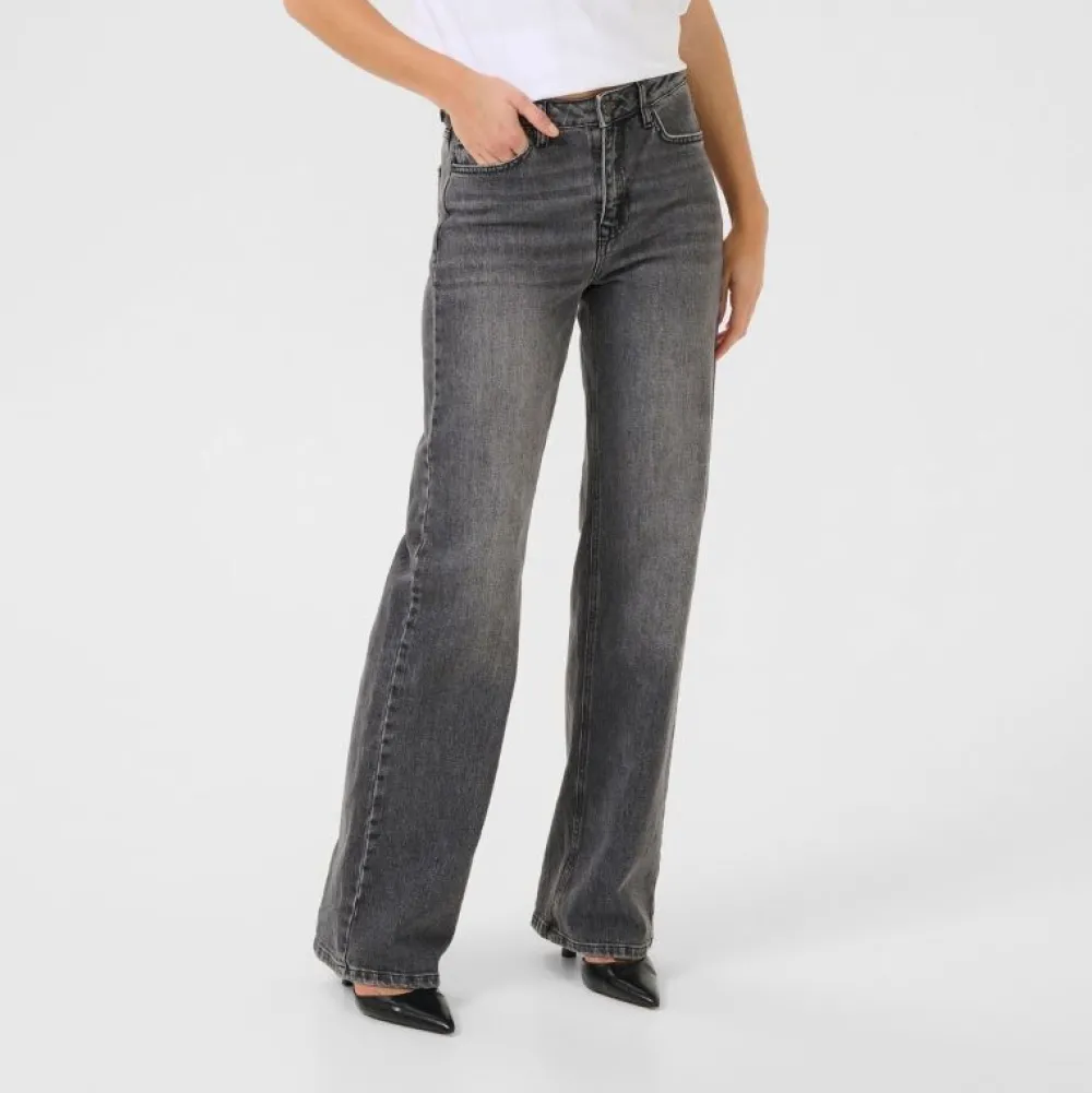 My Essential Wardrobe The Louis High Wide Jeans Dark Grey Retro Wash^Dame Underdele