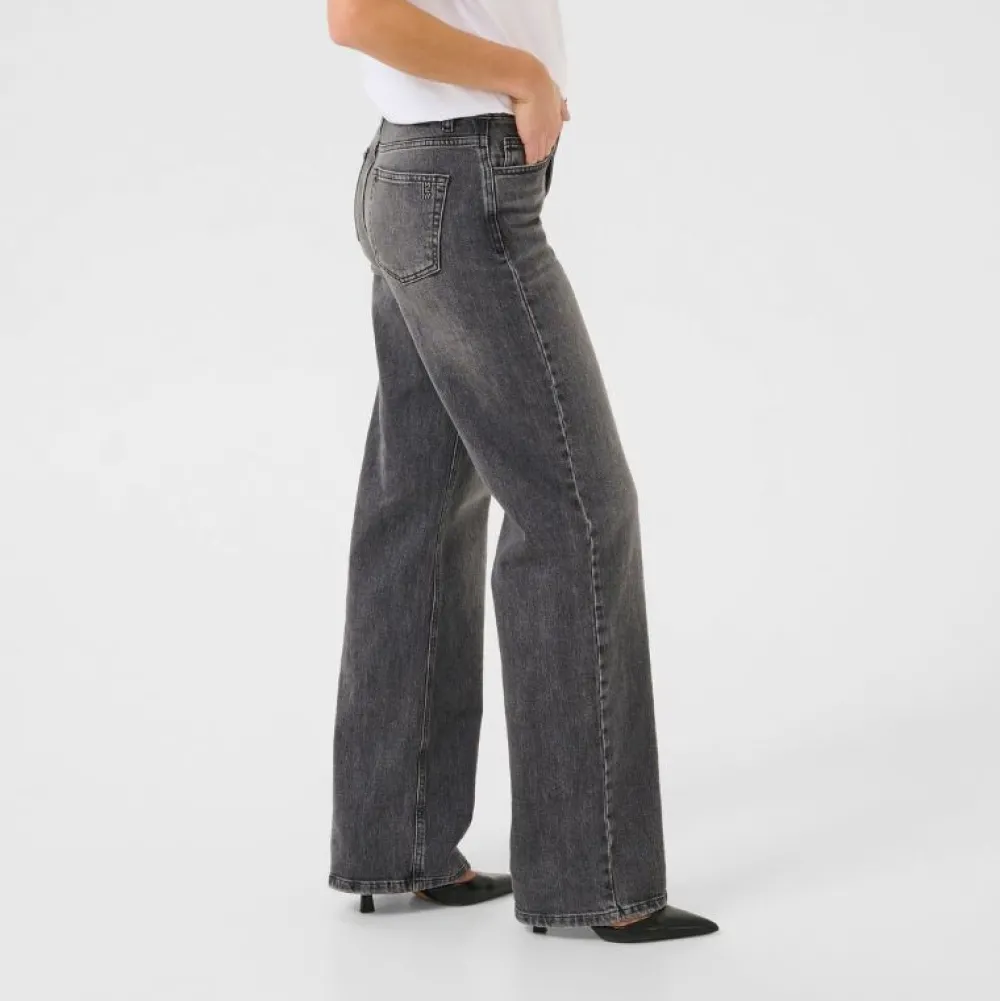 My Essential Wardrobe The Louis High Wide Jeans Dark Grey Retro Wash^Dame Underdele