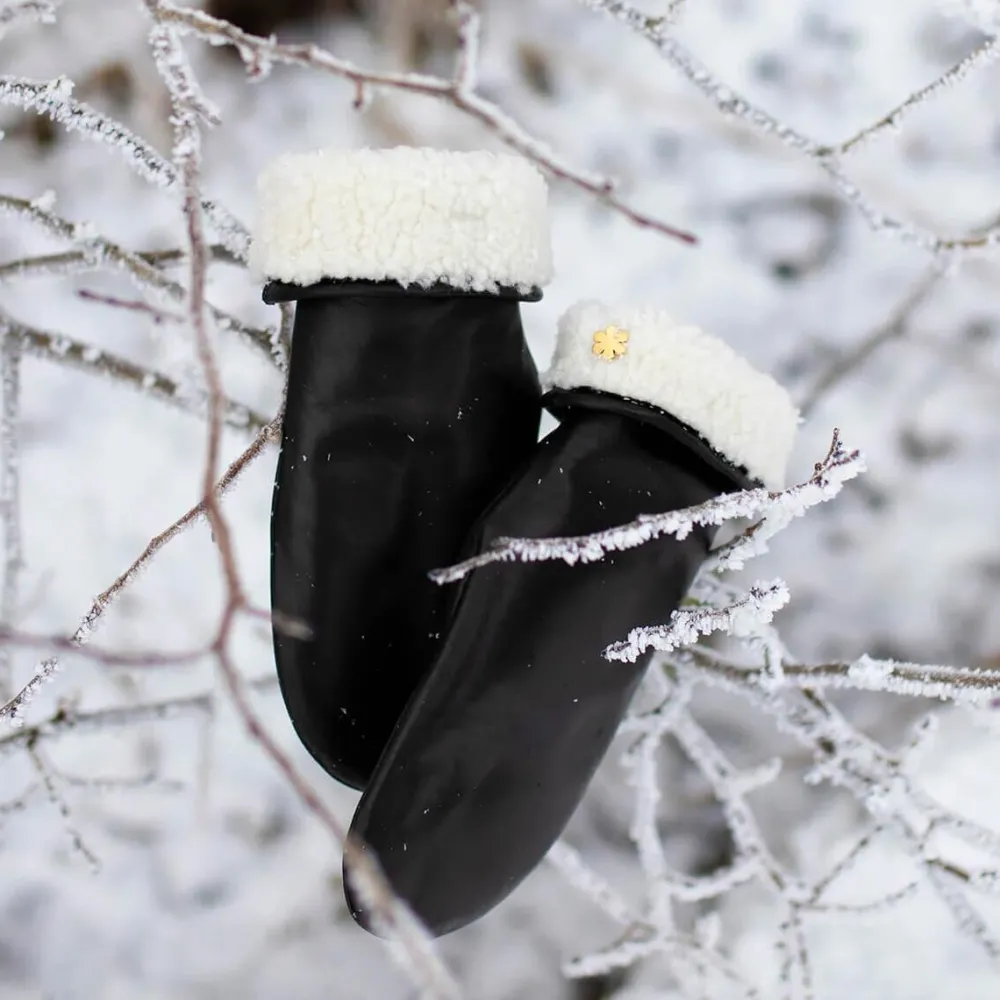 RHANDERS Helena Leather Mittens Black^Dame Accessories|Accessories