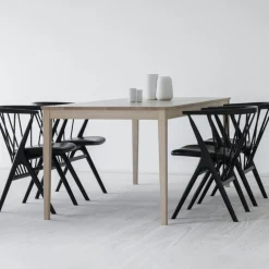 Sibast Furniture No 8 Chair Sortlakeret Eg Sort Saga Læder^ Stue|Stole