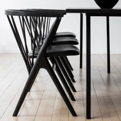 Sibast Furniture No 8 Chair Sortlakeret Eg Sort Saga Læder^ Stue|Stole