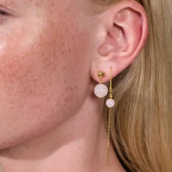 Soï Krystal Ella Øreringe Rosa Jade^Dame Accessories|Smykker