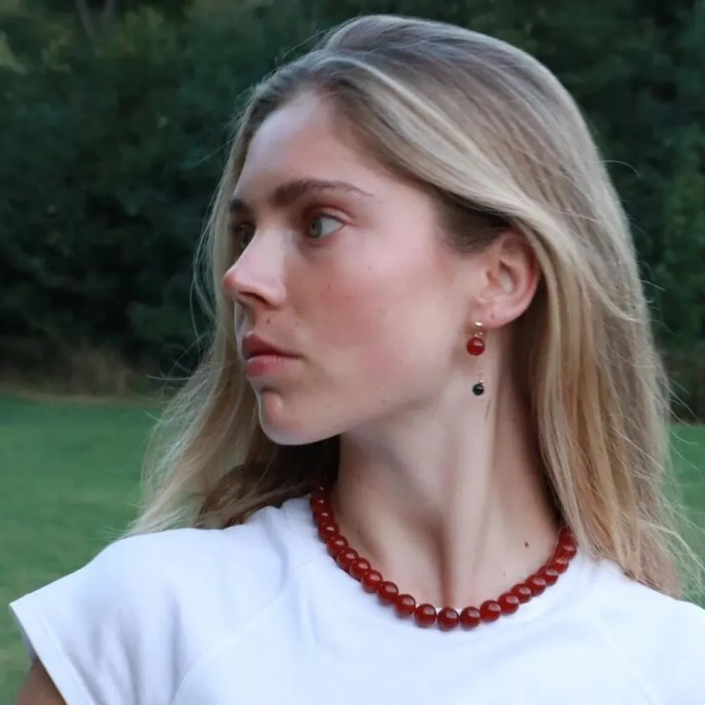 Soï Krystal Halskæde Faro Rød Jade^Dame Accessories|Smykker