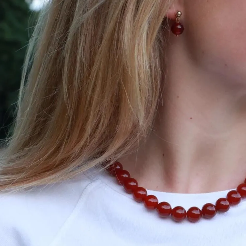 Soï Krystal Halskæde Faro Rød Jade^Dame Accessories|Smykker