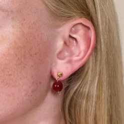 Soï Krystal Nora Øreringe Rød Jade^Dame Accessories|Smykker