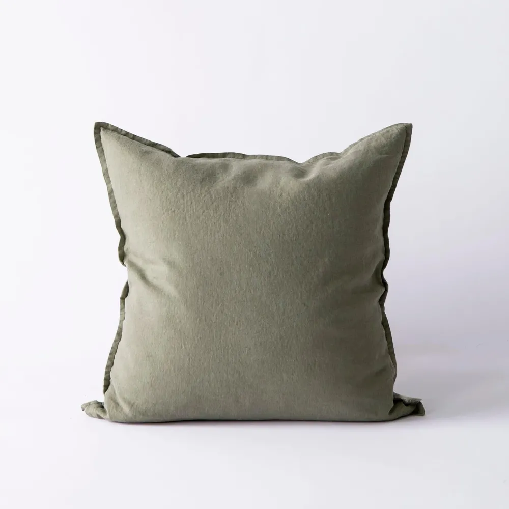 Tell Me More Linen Cushion Olive 50x50 cm^ Puder