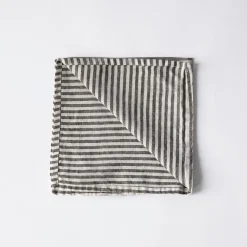 Tell Me More Linen Napkin Grey/White^ Køkkentekstiler