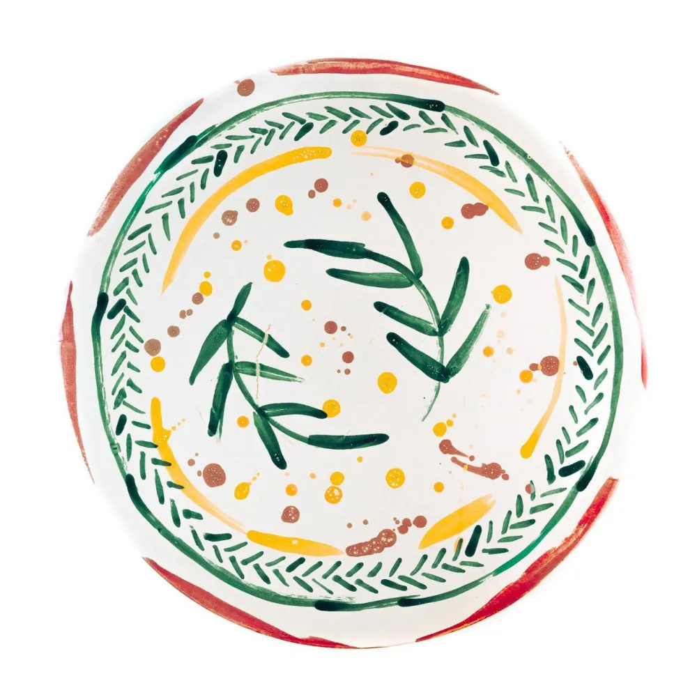 Val Pottery Gabriela Plate Dark Green Feather^ Køkken|Keramik & Porcelæn
