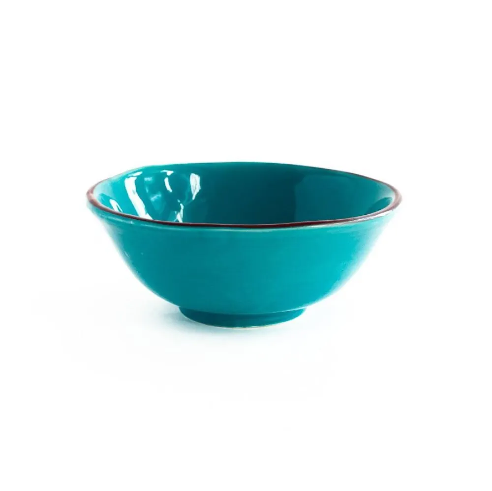 Val Pottery Inez Bowl Turquoise/Dark Red Line^ Køkken|Keramik & Porcelæn