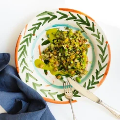 Val Pottery Miguel Plate Dark Green Feathers^ Køkken|Keramik & Porcelæn