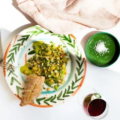 Val Pottery Miguel Plate Dark Green Feathers^ Køkken|Keramik & Porcelæn