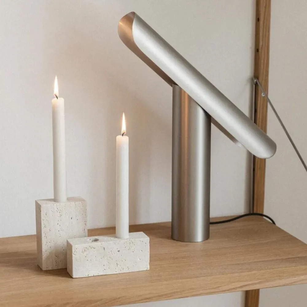 Wabi Sabi Nordic Epode Lysestage (2) Travertin^ Andet Boligtilbehør|Lysestager