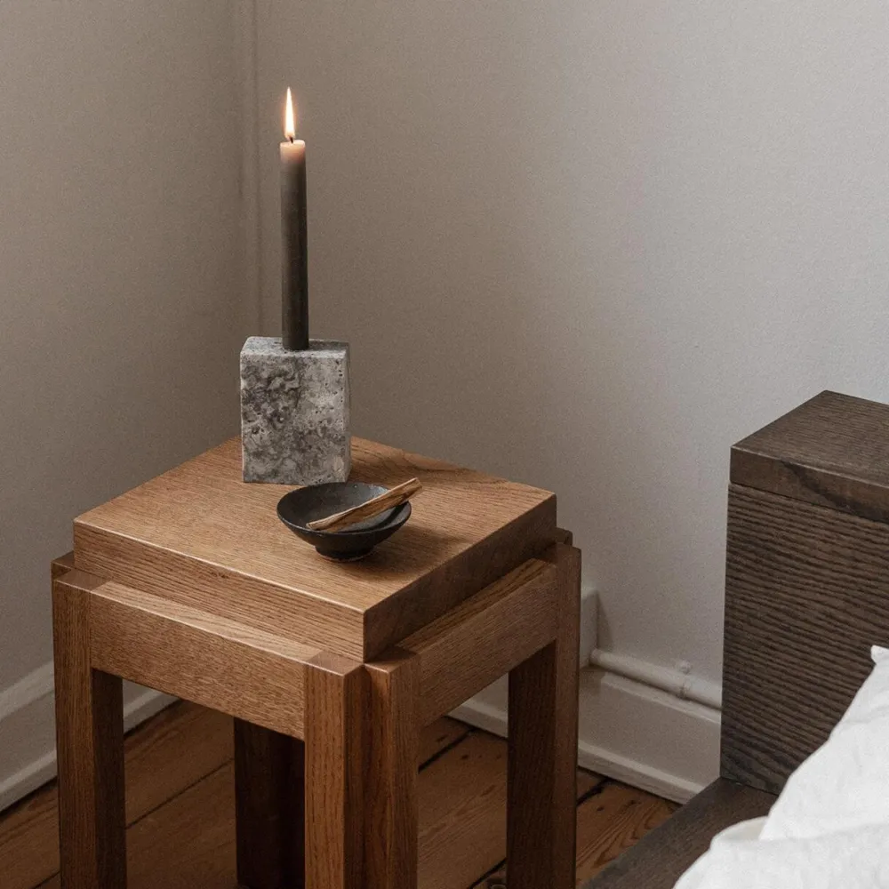 Wabi Sabi Nordic Epode Lysestage (1) Travertin Silver^ Lysestager