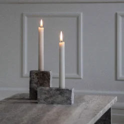 Wabi Sabi Nordic Epode Lysestage (1) Travertin Silver^ Lysestager