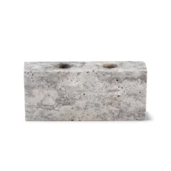 Wabi Sabi Nordic Epode Lysestage (2) Travertin Silver^ Lysestager