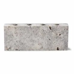 Wabi Sabi Nordic Epode Lysestage (4) Travertin Silver^ Adventsstager|Lysestager