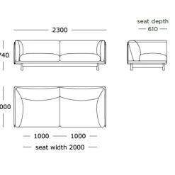 Wendelbo Kite 2.5-Pers. Sofa^ Sofaer|Stue