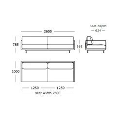 Wendelbo Maho 3 Pers. Sofa Navona 02^ Stue|Sofaer